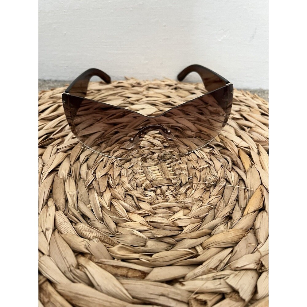 Unbranded Wraparound Sunglasses Purple Rimless Shield Mask Retro 70s Festival
